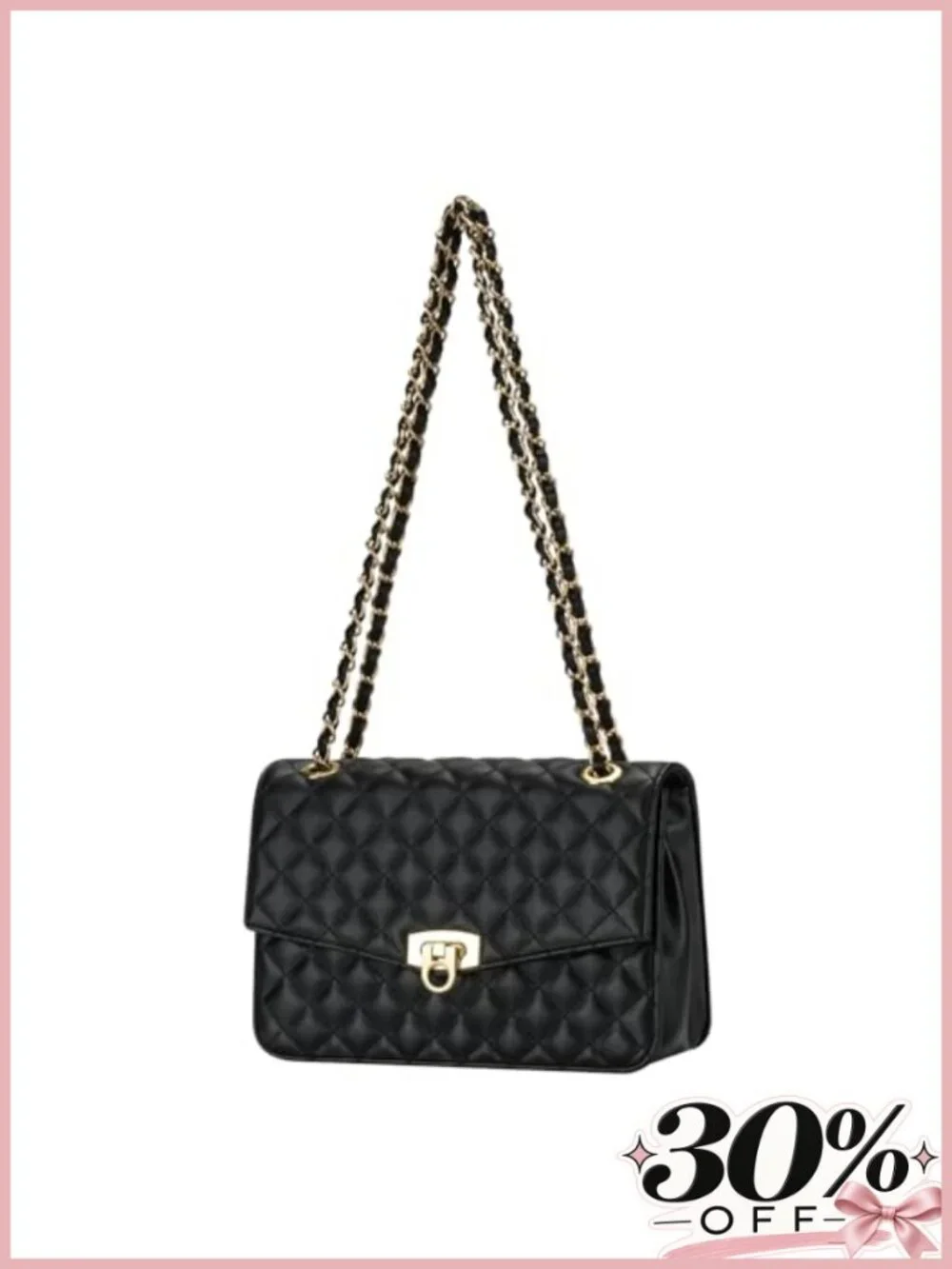 Quilted Faux Leather Crossbody Bag Women Vegan Leather Purse Chain Strap